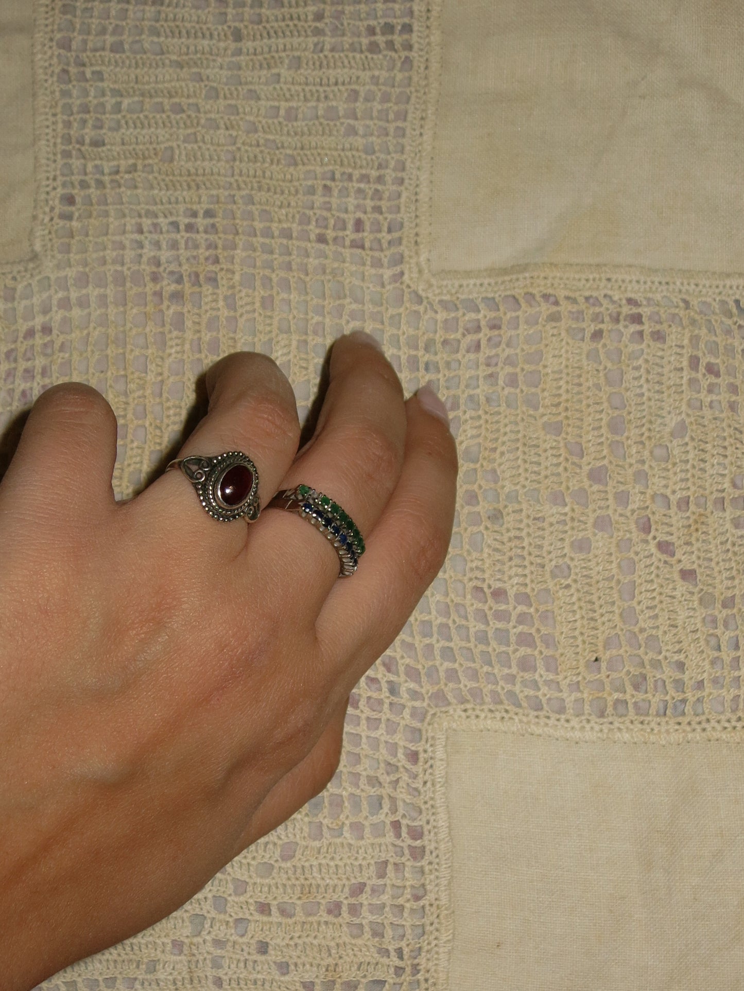 Silver Red Stone Ring