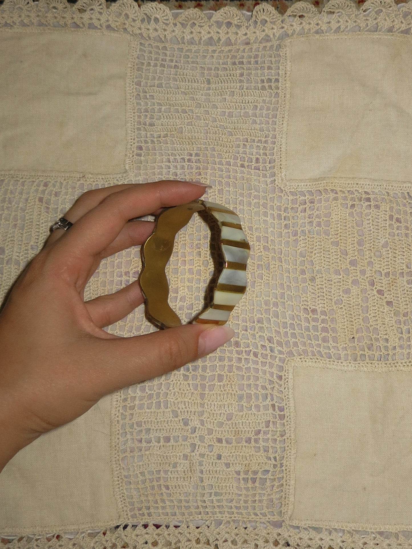 Gold Mother of Pearl Bangle