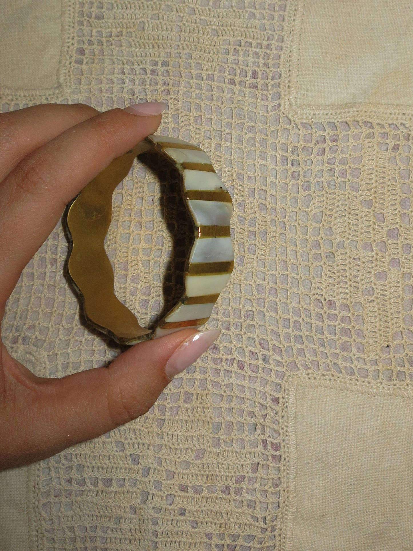 Gold Mother of Pearl Bangle