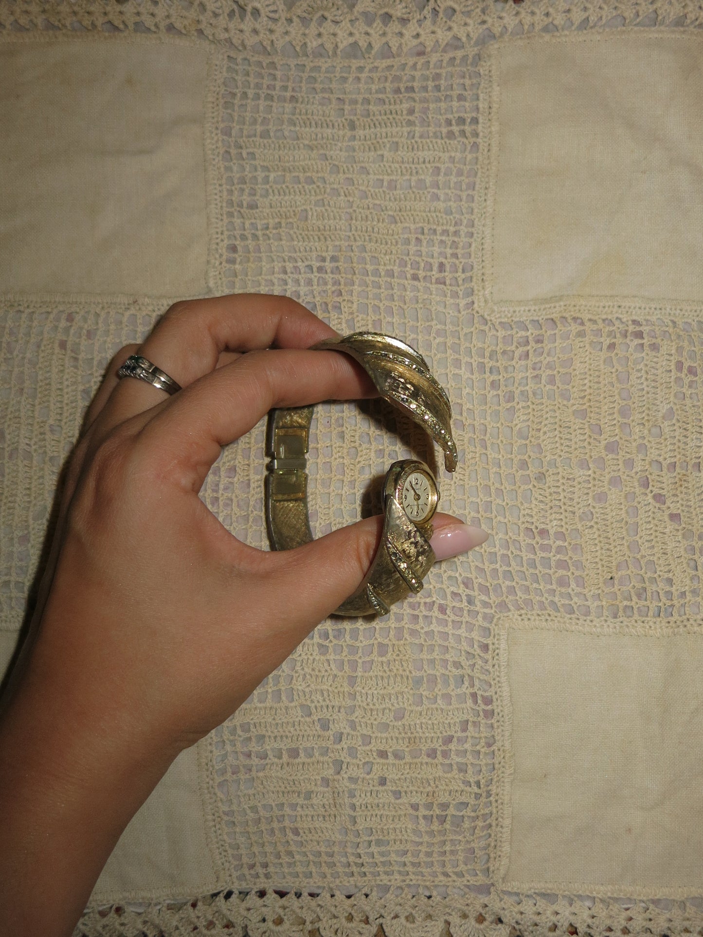 Gold Bangle with Hidden Watch