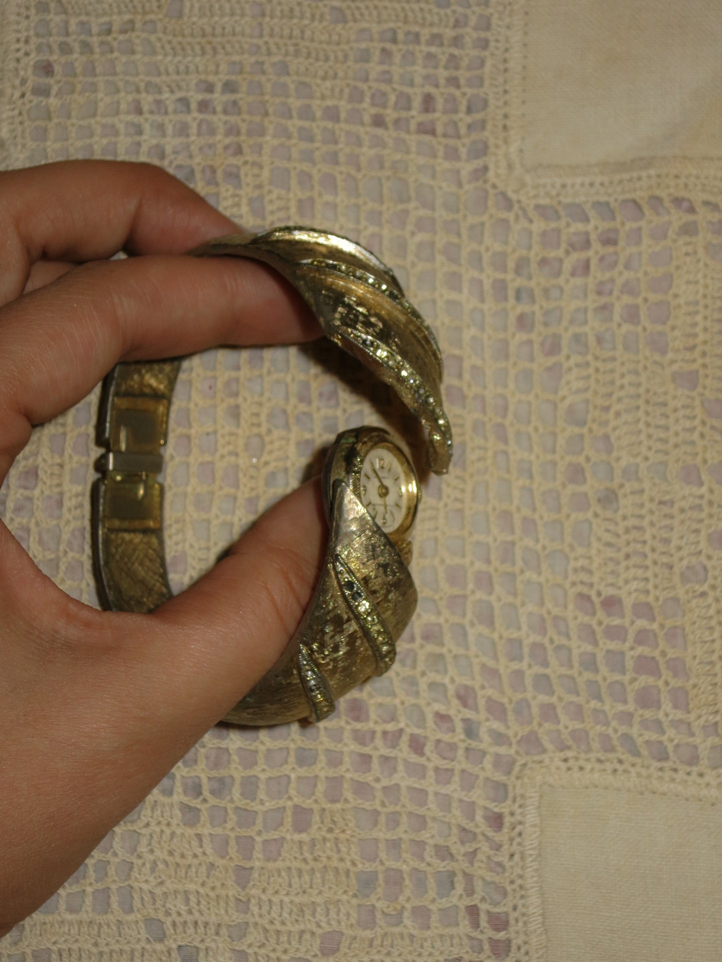 Gold Bangle with Hidden Watch