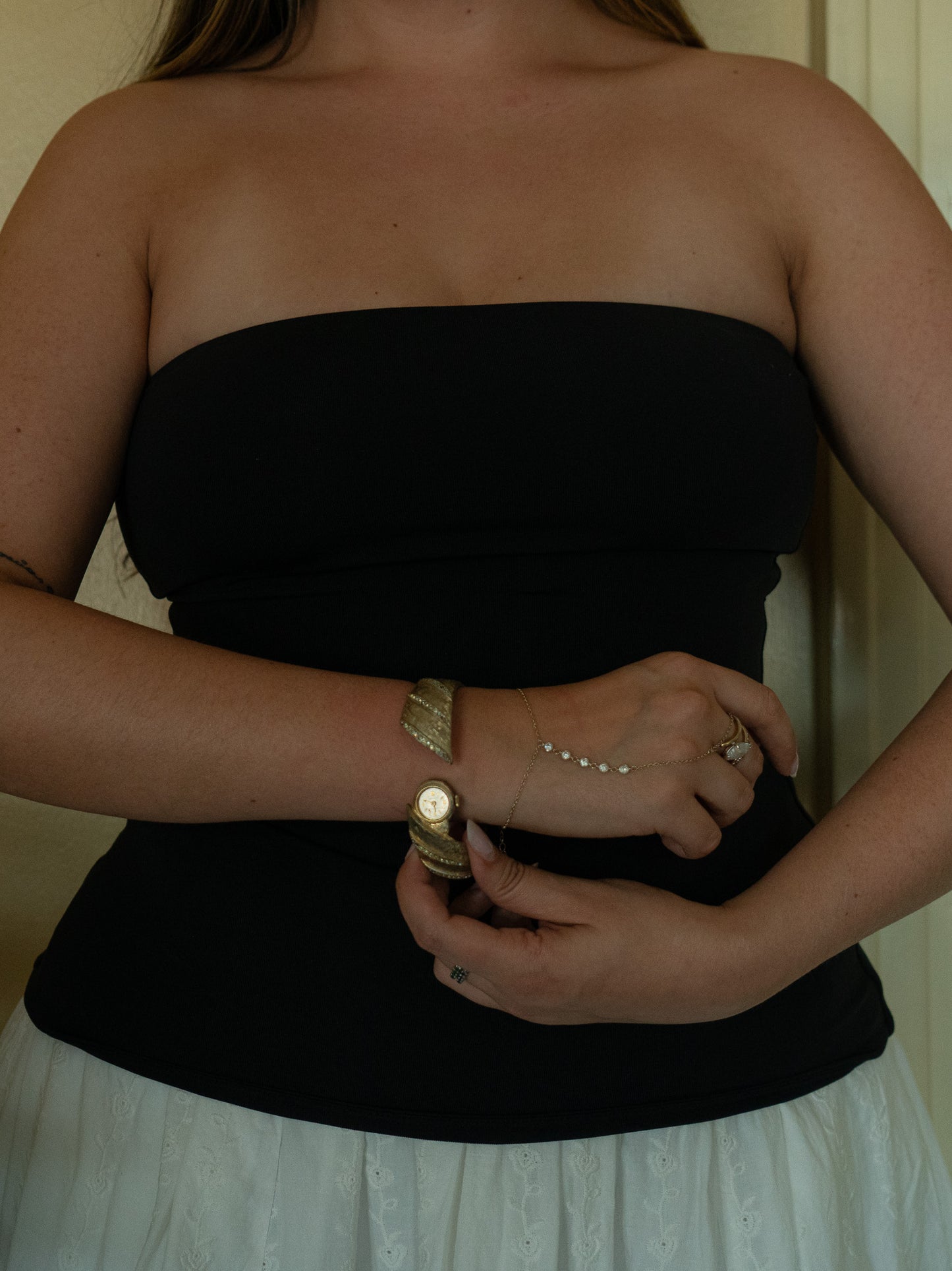 Gold Bangle with Hidden Watch