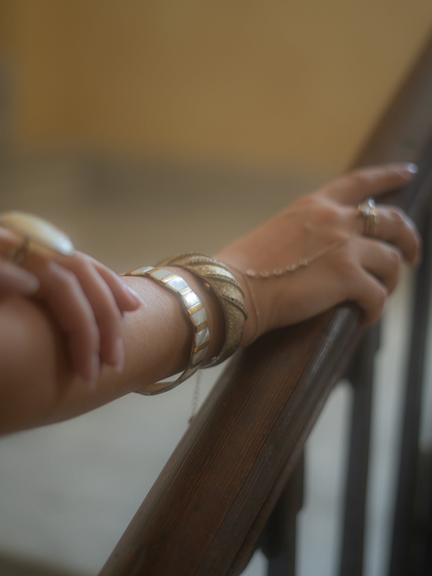 Gold Mother of Pearl Bangle