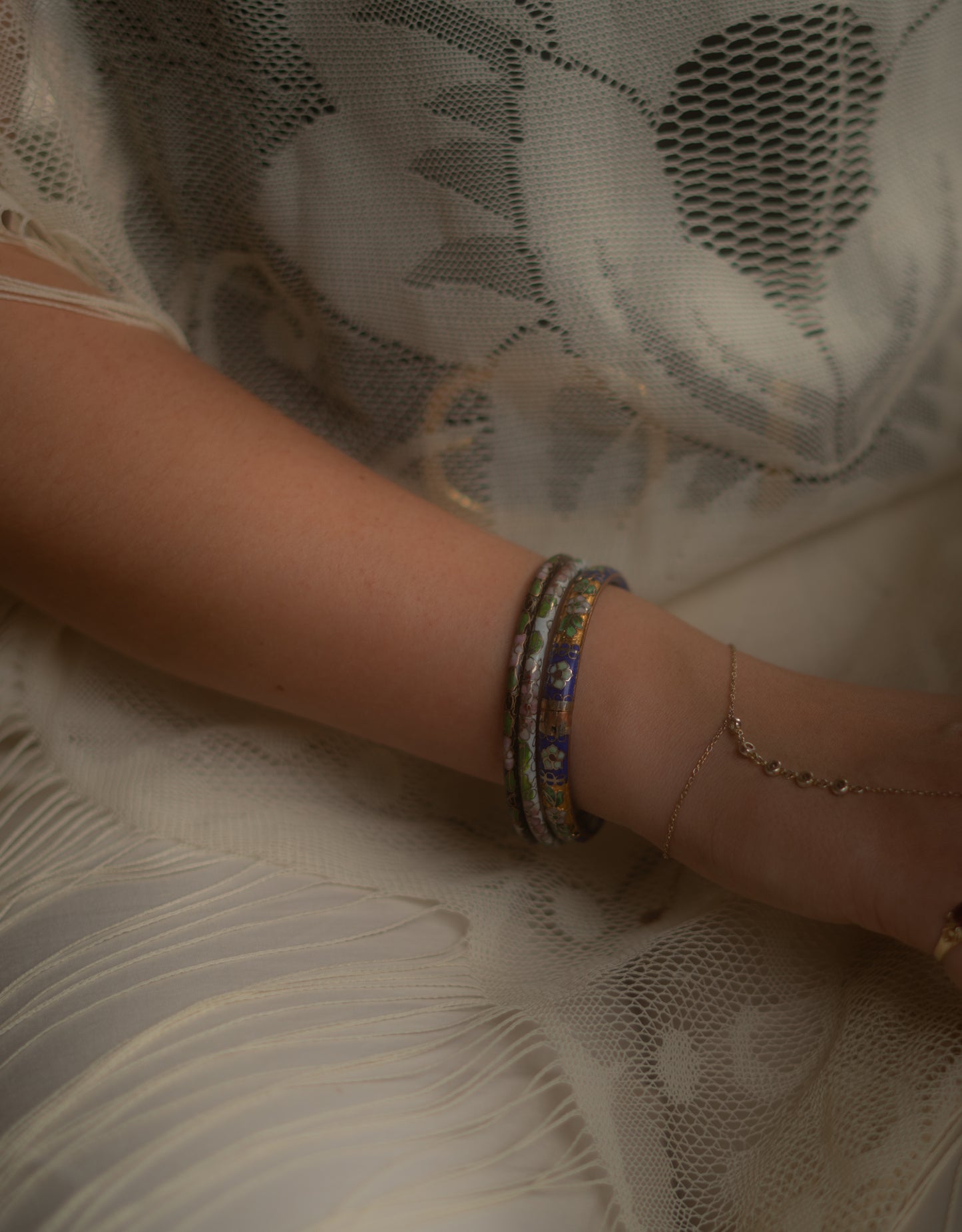 Enamel Floral 3 Bangle Set