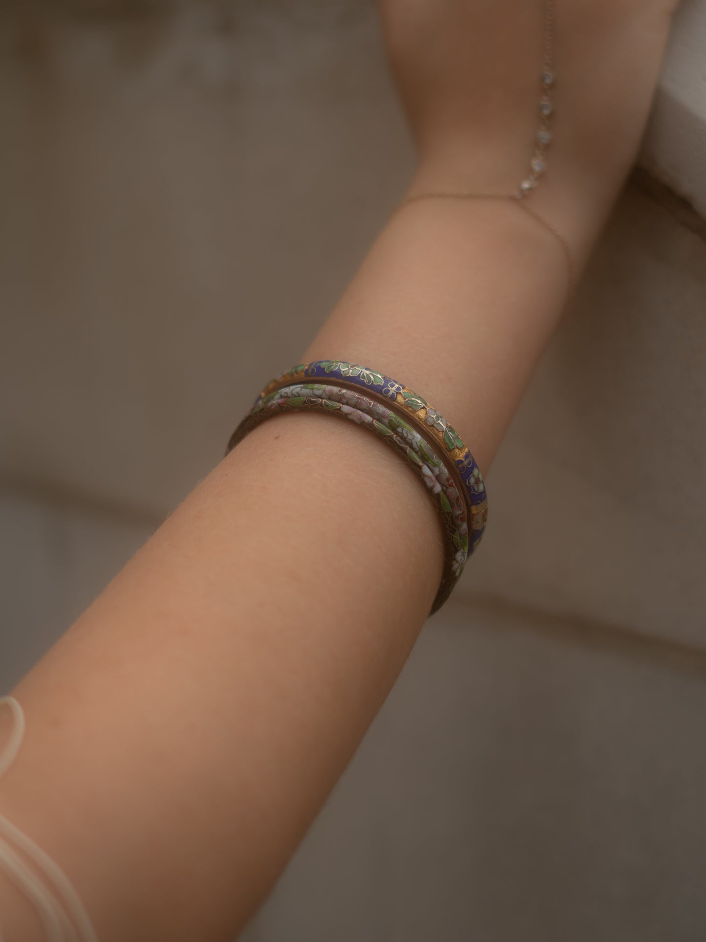 Enamel Floral 3 Bangle Set