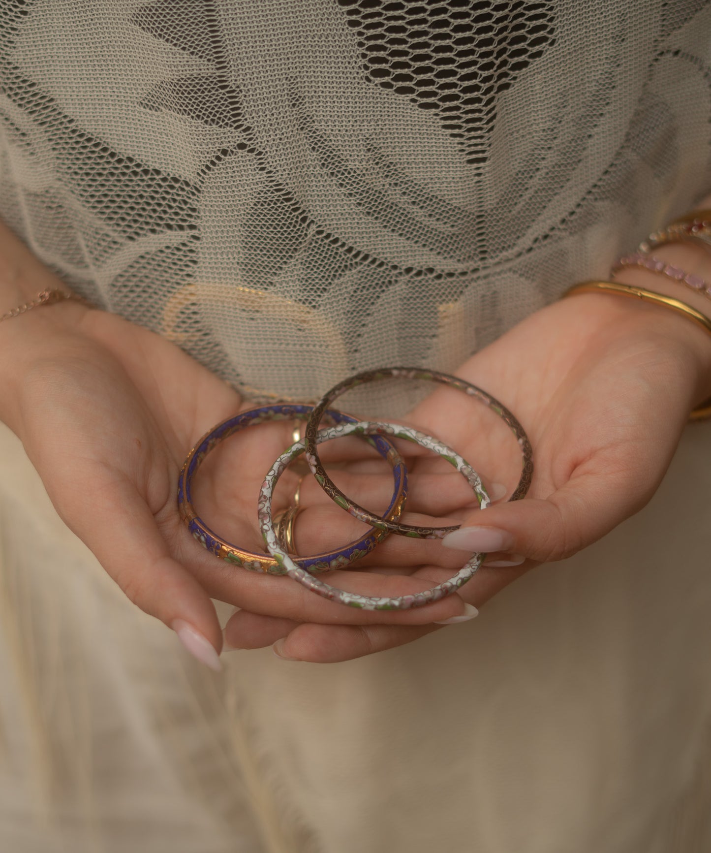 Enamel Floral 3 Bangle Set