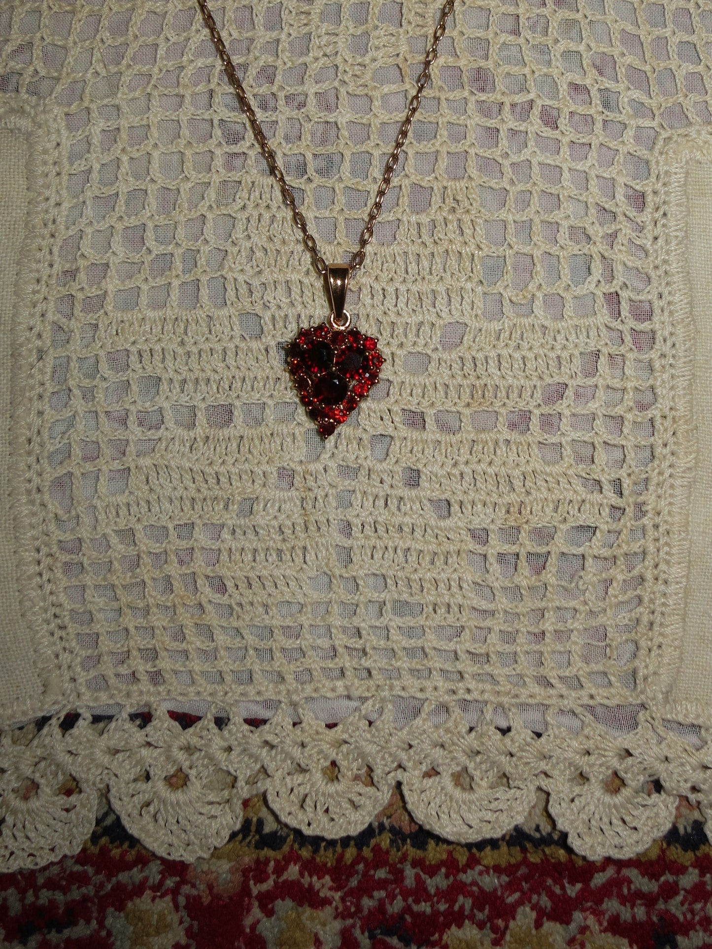 Garnet Heart Rose Gold Choker