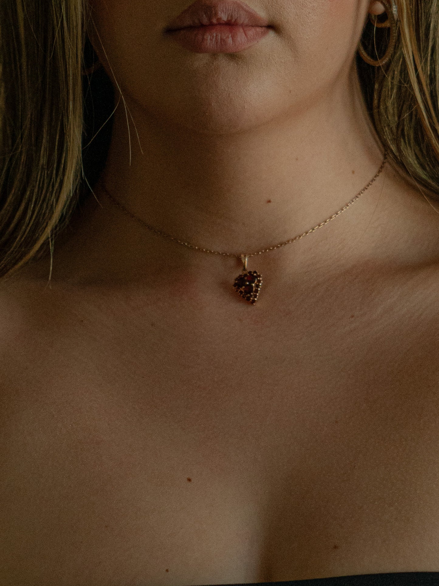 Garnet Heart Rose Gold Choker