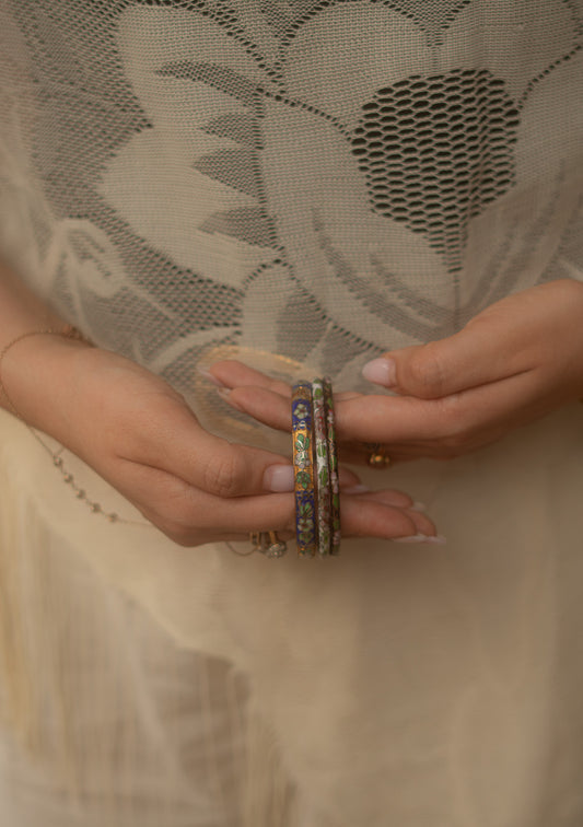 Enamel Floral 3 Bangle Set